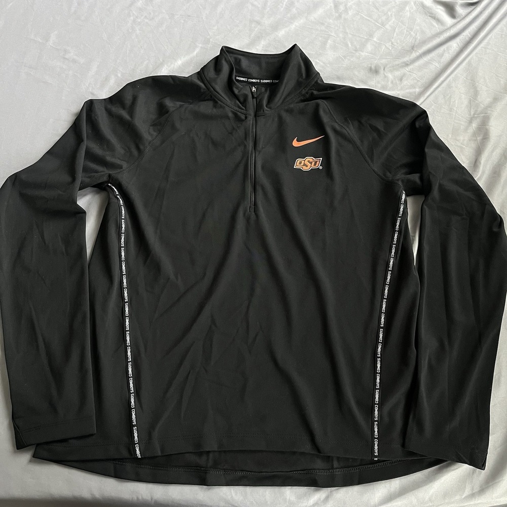 Nike Oklahoma State Cowboys 1/4 Zip Pullover Dri Fit Womens Large Black